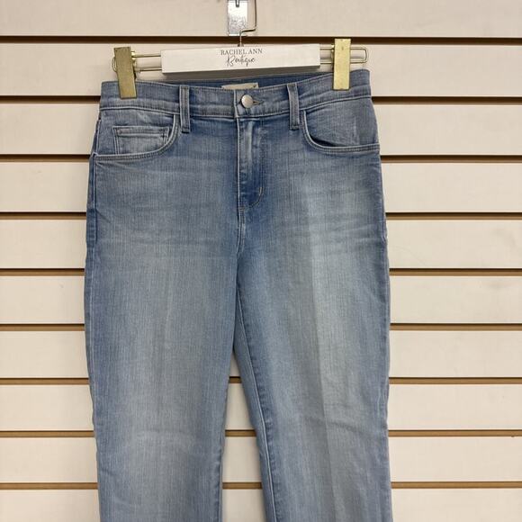 L’AGENCE Sada High Rise Cropped Slim Jeans Size 25 Bellevue Wash Stretch Raw Hem - Picture 2 of 15